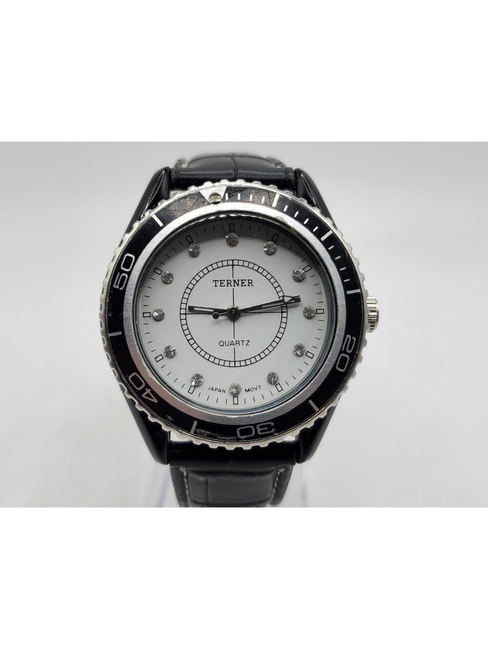 Bijoux Terner Watch Mens New Battery White Dial Rotating Bezel 40mm
